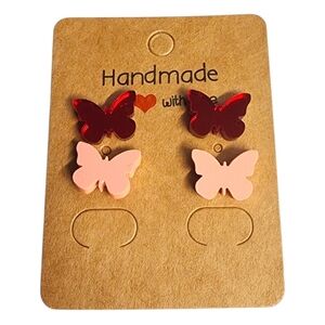 Rosy Emberwing Acrylic Stud Earrings - 2 Pair